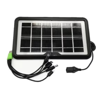 Baterie externa, Mini Panou Solar, 5w, Portabil, cabluri USB 5 in 1, negru - Articole solare camping - atMag.ro