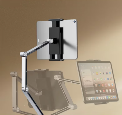 Suport telefon sau tableta, din aluminiu, AT PERFORMANCE®, gri, reglabil, multifunctional, 12-26 cm - Suporturi si Stative - atMag.ro