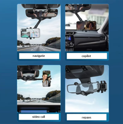 Suport de telefon, rotativ si retractabil, pentru oglinda auto - Suporturi si Stative - atMag.ro