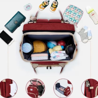 Rucsac 3-in-1 pentru bebelusi, cu spatiu pentru schimbat scutece pliabil integrat, At Performance, impermeabila, 39x30x18cm, Rosu - Genti bebelusi - atMag.ro