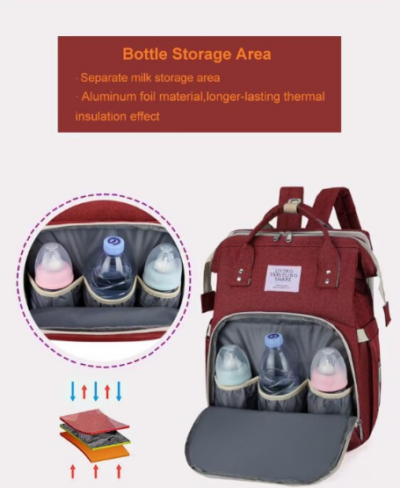 Rucsac 3-in-1 pentru bebelusi, cu spatiu pentru schimbat scutece pliabil integrat, At Performance, impermeabila, 39x30x18cm, Rosu - Genti bebelusi - atMag.ro