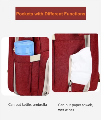 Rucsac 3-in-1 pentru bebelusi, cu spatiu pentru schimbat scutece pliabil integrat, At Performance, impermeabila, 39x30x18cm, Rosu - Genti bebelusi - atMag.ro