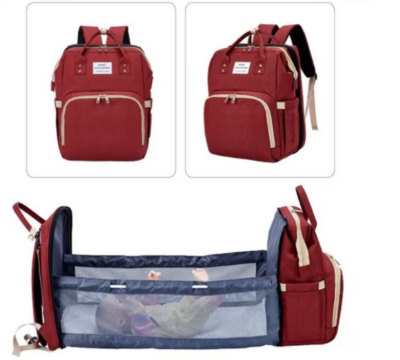 Rucsac 3-in-1 pentru bebelusi, cu spatiu pentru schimbat scutece pliabil integrat, At Performance, impermeabila, 39x30x18cm, Rosu - Genti bebelusi - atMag.ro