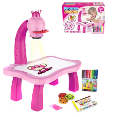 Set Tabla At Performance, de desenat Electrica cu Proiector Holograme, 24 modele figurine, roz - Jucarii interactive - atMag.ro