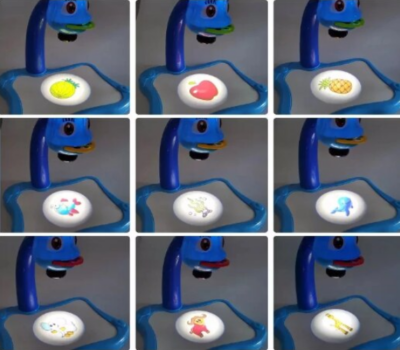 Masa de Desenat Educationala At Performance, Pentru Copii, cu Proiector si Muzica, Set 12 Culori, 24 imagini, Albastra - Jucarii interactive - atMag.ro