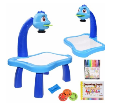 Masa de Desenat Educationala At Performance, Pentru Copii, cu Proiector si Muzica, Set 12 Culori, 24 imagini, Albastra - Jucarii interactive - atMag.ro