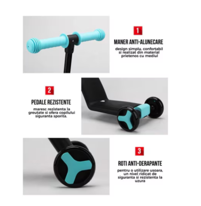 Tricicleta, 3 In 1, Pentru Copii, AT Performance, Cadru Otel, Ghidon Reglabil, Pedale Detasabile, Compartiment Depozitare, Sarcina maxima 25Kg, Negru/Albastru - Triciclete - atMag.ro