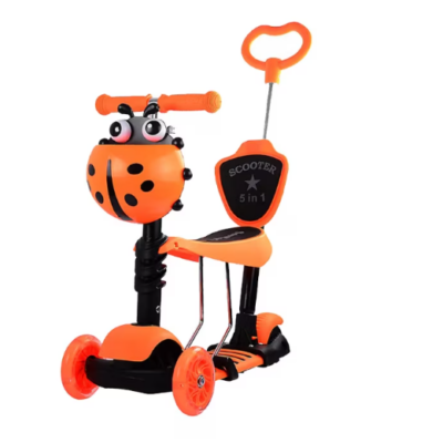 Tricicleta, 5 In 1 Sezut Cu Spatar, Reglabila, Pentru Copii, At Performance, Cu Maner Ajustabil 5 Trepte, 3 Roti Led. - Triciclete - atMag.ro