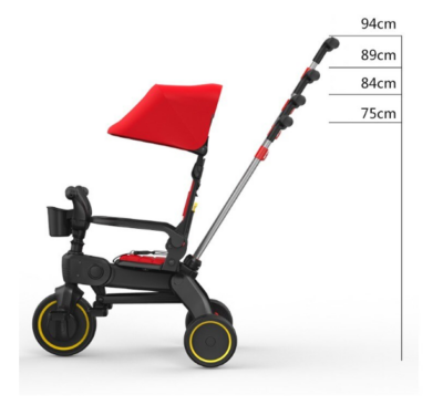 Tricicleta 4IN 1, At Performance, Centura Prindere, Bara Protectie, Piele ecologica, Suport Pahar, Pedale Detasabile, 6 luni+, Rosu / Negru - Triciclete - atMag.ro