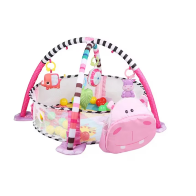 Centru de activitati multifunctional interactiv pentru copii si bebelusi, At Performance, 3 in 1 tip tarc, cu Bile moi multicolore si Jucarii interactive, Hippo Roz, 0 luni + - Centre de activitati bebelusi - atMag.ro