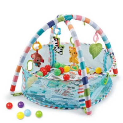 Centru de activitati multifunctional interactiv cu muzica pentru copii si bebelusi, At Performance, 3 in 1 saltea de joaca, 18 bile multicolore - Centre de activitati bebelusi - atMag.ro