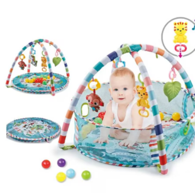 Centru de activitati multifunctional interactiv cu muzica pentru copii si bebelusi, At Performance, 3 in 1 saltea de joaca, 18 bile multicolore - Centre de activitati bebelusi - atMag.ro