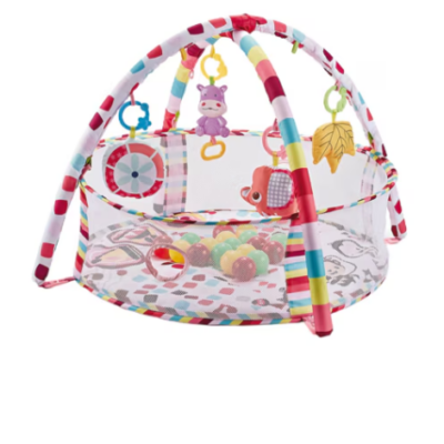 Centru de activitati multifunctional interactiv cu muzica pentru copii si bebelusi, At Performance, 3 in 1 saltea de joaca, 18 bile multicolore, roz - Centre de activitati bebelusi - atMag.ro