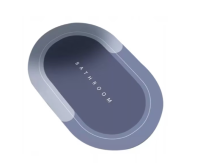 Covor de baie antiderapant, Substrat absorbant si uscare rapida, Usor de curatat, Oval, Dimensiuni 60 x 40 cm, Calitate Premium, Albastru - Covorase baie - atMag.ro