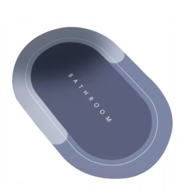 Covor de baie antiderapant, Substrat absorbant si uscare rapida, Usor de curatat, Oval, Dimensiuni 60 x 40 cm, Calitate Premium, Albastru - Covorase baie - atMag.ro