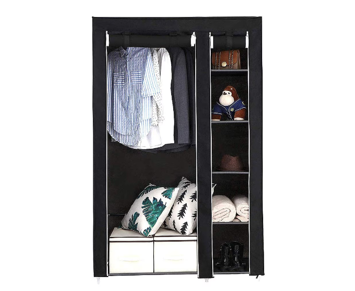 Dulap textil portabil pentru haine cu structura metalica, negru - Sifoniere si dulapuri - atMag.ro Dulap textil portabil pentru haine cu structura metalica, negru - Sifoniere si dulapuri - atMag.ro