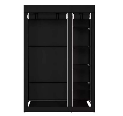Dulap textil portabil pentru haine cu structura metalica, negru - Sifoniere si dulapuri - atMag.ro