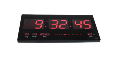 Ceas Digital de Perete, Ora, Calendar, Temperatura, Dimensiune 45.5 x 22 x 3 cm, Negru - BlackFriday - atMag.ro