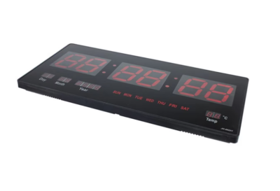 Ceas Digital de Perete, Ora, Calendar, Temperatura, Dimensiune 45.5 x 22 x 3 cm, Negru - BlackFriday - atMag.ro