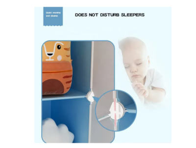 Dulap modular pentru copii, AT PERFORMANCE®, 8 rafturi, durabil, 76X37X147 cm, albastru, castel, print - Mobilier camera copii - atMag.ro