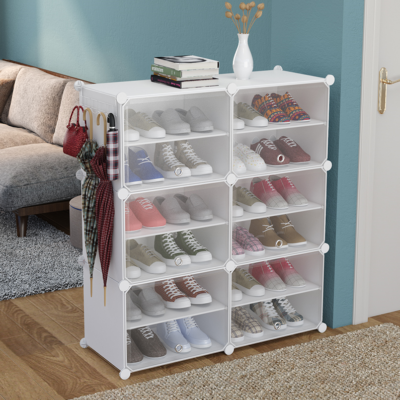 Dulap modular pentru copii, alb simplu, AT PERFORMANCE®, 6 rafturi, durabil, 74X37X110 cm - Mobilier camera copii - atMag.ro