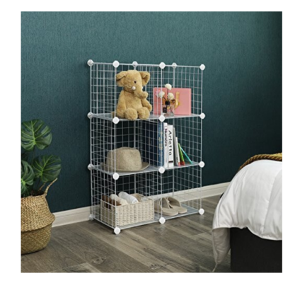 Sistem de depozitare modular, AT PERFORMANCE®, 6 cuburi, metalic, alb, 75x37x110 cm - Mobilier camera copii - atMag.ro