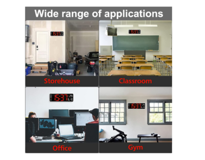 Ceas digital de perete, AT PERFORMANCE®, afisaj rosu, data si temperatura, negru - Ceasuri decorative - atMag.ro