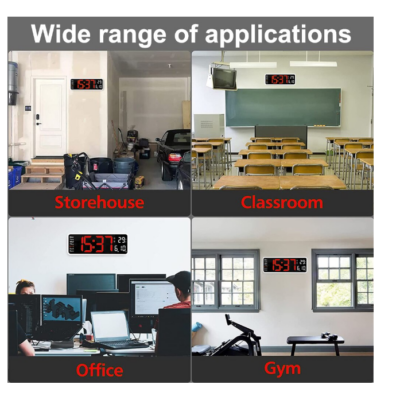 Ceas digital de perete, AT PERFORMANCE®, afisaj rosu, data si temperatura, negru - Ceasuri decorative - atMag.ro
