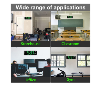 Ceas digital de perete, AT PERFORMANCE®, afisaj verde, data si temperatura, negru - Ceasuri decorative - atMag.ro