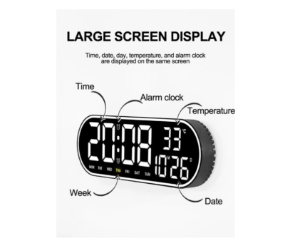 Ceas de perete digital LED, AT PERFORMANCE®, telecomanda, albastru - Ceasuri decorative - atMag.ro