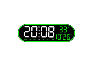 Ceas de perete digital LED, AT PERFORMANCE®, telecomanda, verde - Ceasuri decorative - atMag.ro