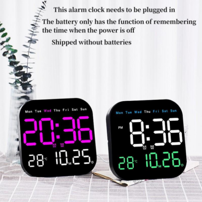 Ceas de perete digital cu telecomandă, AT PERFORMANCE®, data cronometrare, numărătoare inversă, conectare, utilizare ceas de masă, 2 alarme, ceas deşteptător cu LED DST cu reglare automată, albastru - Ceasuri decorative - atMag.ro