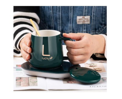 Set cana din ceramica cu plita-incarcator wireless priza,AT PERFORMANCE, 220v, lingurita, termostatica, 400ml, verde pin - Accesorii si piese aparate cafea - atMag.ro