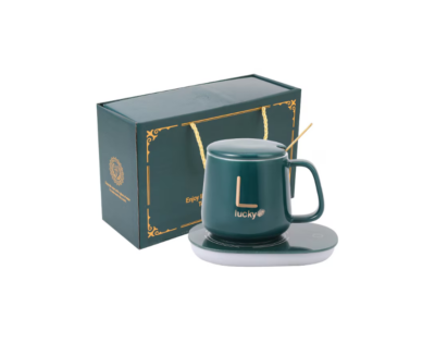 Set cana din ceramica cu plita-incarcator wireless priza,AT PERFORMANCE, 220v, lingurita, termostatica, 400ml, verde pin - Accesorii si piese aparate cafea - atMag.ro