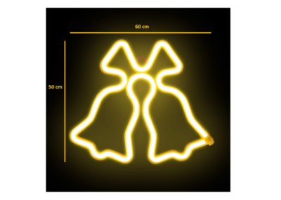 Clopotei decorativi luminosi, pentru Craciun, AT PERFORMANCE®, rezistenti la apa, suspendabili usa si geam, IP65, 50 x 60 cm, alb cald - Decoratiuni, Ornamente si articole Craciun - atMag.ro