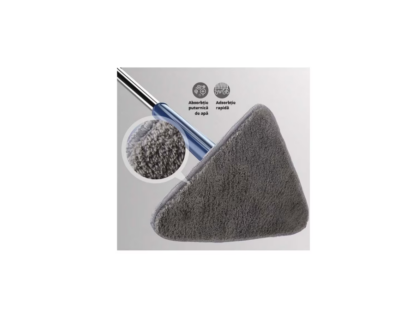 Mop triunghi pentru podea, sau tavan, rotativ 360 grade, lungime ajustibila, simplu de curatat, albastru +set 5 bucati lavete, AT PERFORMANCE®, 25x25cm, Multicolor - Bureti vase si lavete - atMag.ro