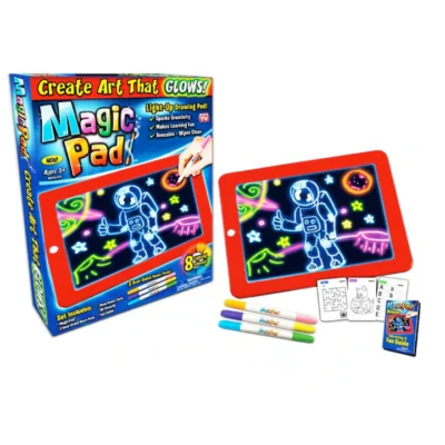 Tableta de desen AT PERFORMANCE®, interactiva cu 8 efecte luminoase, Magic Pad, 20 de Pagini distractive. - Centre de activitati bebelusi - atMag.ro