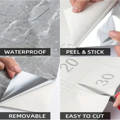 Set 50x Tapet Marmura, AT PERFORMANCE®, suprafata acoperire 9 mp, autoadeziv, waterproof, usor de montat, design modern, 30x60 cm, bej deschis - Tapet - atMag.ro