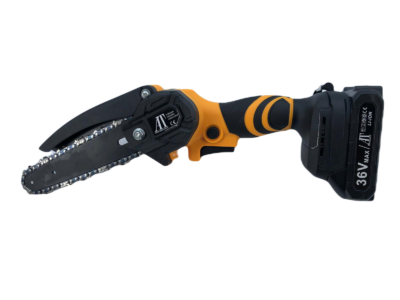 Fierastrau mini cu lant, AT PERFORMANCE®, 2 lanturi, 2 Baterii, 36V, Iluminare LED, Negru/Galben. - Coase electrice si Motocoase - atMag.ro