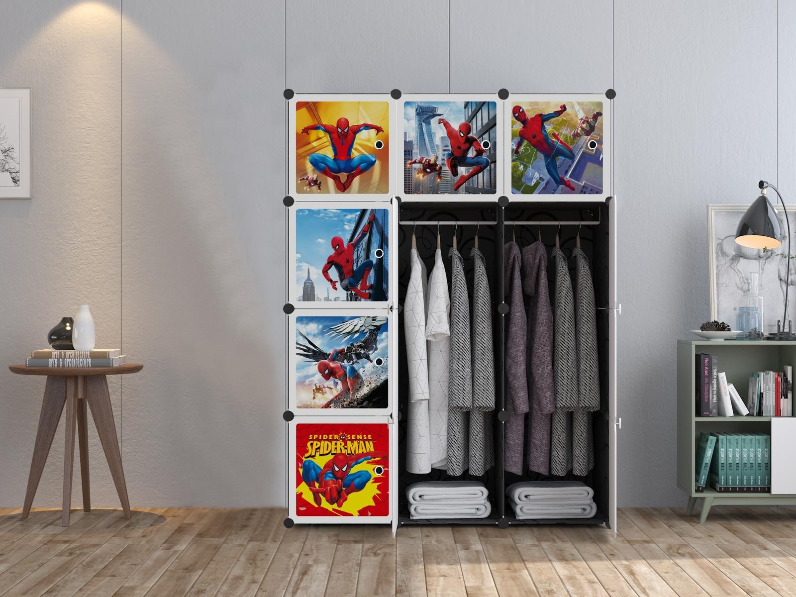 Dulap modular SPIDERMAN pentru copii, Negru, AT PERFORMANCE®, 12 rafturi, durabil, 110cmx37cmx147cm - Electrocasnice pentru bucatarie - atMag.ro Dulap modular SPIDERMAN pentru copii, Negru, AT PERFORMANCE®, 12 rafturi, durabil, 110cmx37cmx147cm - Electrocasnice pentru bucatarie - atMag.ro