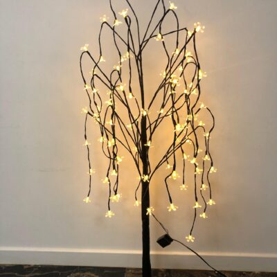 Pom decorativ luminat pentru Craciun, pentru interior/exterior, inaltime 125cm, leduri cu lumina alb cald - Benzi led - atMag.ro