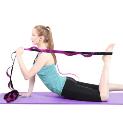 Curea AT PERFORMANCE®, pentru yoga, pilates, gimnastica, cu 14 bucle, neelastica, Mov. - Cadouri femei - atMag.ro