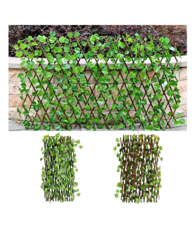 Gard decorativ AT PERFORMANCE, 200x100 cm, extensibil, balcon, curte, terase, frunze, lemn salcie - garduri si accesorii - atMag.ro