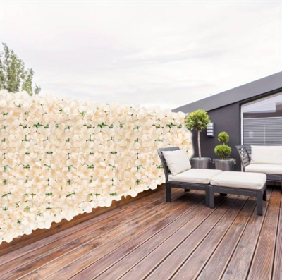 Rulou Artificial de Gard Viu, AT PERFORMANCE din PE Anti-UV, Flori Alb Rose, 100x300 cm - garduri si accesorii - atMag.ro