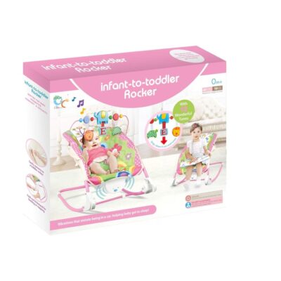 Balansoar si scaun ROCKER, AT PERFORMANCE®, 3 in 1 cu Spatar reglabil Recliner, cu sunete si vibratii calmante pentru bebelusi si copii, Roz. - Balansoare, leagane si hamace bebelusi - atMag.ro