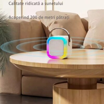 Boxa Cu Microfon Smart, Conectare Bluetooth, IOS/Android, Calitate Inalta A Sunetului, Perfecta Pentru Karaoke, AT PERFORMANCE®, culoare perla - Audio HI-FI si Profesionale - atMag.ro