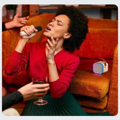 Boxa Cu Microfon Smart, Conectare Bluetooth, IOS/Android, Calitate Inalta A Sunetului, Perfecta Pentru Karaoke, AT PERFORMANCE®, culoare perla - Audio HI-FI si Profesionale - atMag.ro