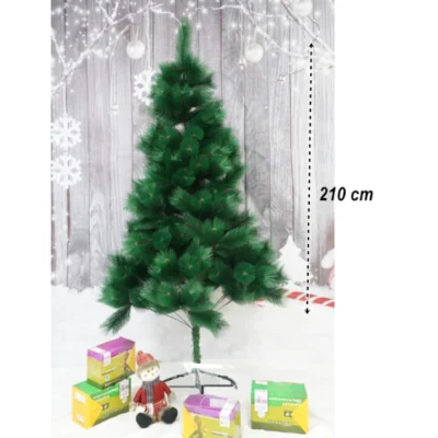 Brad artificial de Craciun AT PERFORMANCE®, tip pin, clasic, pentru interior/exterior, inaltime 210 cm, verde, suport metalic inclus. - Brazi artificiali de Craciun - atMag.ro