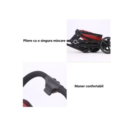 Carucior pentru copii, At Performance, 2 in 1, Landou, Scaun sport reversibil, Blocare roti, Spatiu depozitare, Plibil, Negru. - Camera copilului - atMag.ro