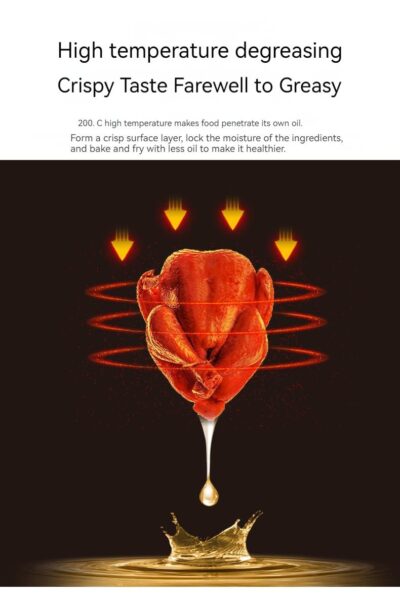 Friteuza fara Ulei cu aer cald, AT PERFORMANCE®, 2400 W, Functie de Coacere, 6l Air Fryer - Friteuze - atMag.ro